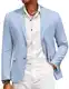 COOFANDY Lässiger Herren-Blazer aus Baumwoll-Leinen, leichter Leinen, Sportmantel, zwei Knöpfe, Anzugjacke, Hell, blau, XL