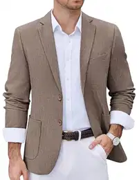 Lässiger Herren-Blazer mit zwei Knöpfen, Sportmäntel, leicht, bedrucktes Futter, Anzugjacke, Khaki, M