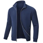 Huayuzh Jacke Herren Übergangsjacke Winter Karierten Jacquard Alltag Freizeit Jacken mit Reißverschlusstasche Marine