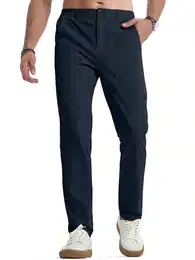 Herren Chinohose Blau Stretch Freizeithose Regular Fit Stoffhose Anzughose Einfarbig 60% Baumwolle Passform Mit Bundgummi M