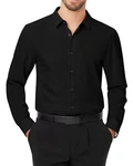 J.VER Herren Hemd Langarm Freizeithemd Regular Fit Businesshemd Schwarz