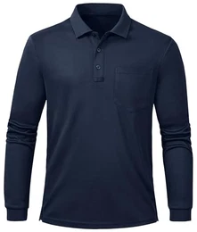 Golf Poloshirt für Männer Langärmeliges Polohemd Atmungsaktives Sport Polo T-Shirt Wandern Angeln Polo Shirt Marineblau,M