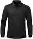 Tyhengta Langarm Poloshirt Herren Golf Shirt Schnell Trocknendes Polo T-Shirt Sport Tennis Polo Tops mit Tasche Schwarz,L