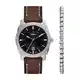 Fossil Herren Analog Quarz Uhr mit Leder Armband FS6081SET