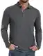 PEGENO Poloshirt Herren Langarm Klassische Trendiges Polo Langarmshirt Herren Freizeit Basic Baumwolle Polo Pullover Herren Dunkelgrau mittle