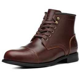 Handgemachte weiche Zehe Herren Klassische Stiefel Wasserdicht-Leder Kuhfell/Wolle Mode Winterschuhe (Braun Lederfutter, Erwachsene, Herren, 41.5, Numerisch, EU Schuhgrößensystem, M)