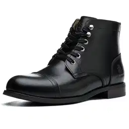 Handgemachte weiche Zehe Herren Klassische Stiefel Wasserdicht-Leder Kuhfell/Wolle Mode Winterschuhe (Schwarz Lederfutter, Erwachsene, Herren, 41, Numerisch, EU Schuhgrößensystem, M)