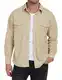 MoFiz Cordhemd Herren Langarm Freizeithemd Knop Hemdjacke Casual Arbeitshemd Button Up Winterhemd mit Klappentaschen Khaki EU M