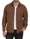 MoFiz Cordhemd Herren Langarm Freizeithemd Knop Hemdjacke Casual Arbeitshemd Button Up Winterhemd mit Klappentaschen Braun EU M
