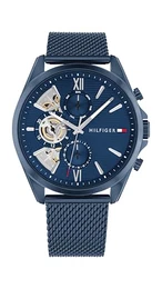 Multi Zifferblatt Quarz Uhr für Herren mit Blaues Edelstahlarmband - 1710648