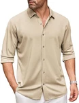 COOFANDY Herren Langarm Freizeithemd Business Hemd Button Down Hemd Regular Fit Hellkhaki