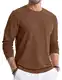 JMIERR Pullover Rundhals Herren Langarmshirts Strickpullover T-Shirts Longshirt Modern Leichte Basic Solid Winter Oberteile Männer für Herren mit Tasche Braun M