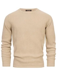Herren INPetri Strickpullover aus Baumwollmischung Feinstrick-Pullover für Männer Irish Cream M