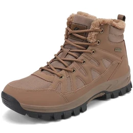 Herren Winterstiefel Warm Gefüttert Wanderstiefel Schneestiefel Trekking Stiefel Schuhe Winterschuhe Wanderschuhe Schneeschuhe Outdoor(Braun,41)