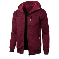 Aoouekul Herren Hoodie Sweatjacke Langarm Pullover Zip Kapuzenpullover Sweatshirts Mode Kapuzenjacke mit Reißverschluss Sport Style Casual Weinrot