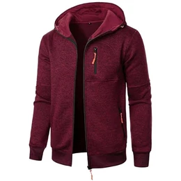 Herren Hoodie Sweatjacke Langarm Pullover Zip Kapuzenpullover Sweatshirts Mode Kapuzenjacke Männer Kapuzenpulli mit Reißverschluss Sport Style Casual (Weinrot,M)