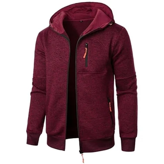 Aoouekul Herren Hoodie Sweatjacke Langarm Pullover Zip Kapuzenpullover Sweatshirts Mode Kapuzenjacke mit Reißverschluss Sport Style Casual Weinrot
