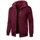 Aoouekul Herren Hoodie Sweatjacke Langarm Pullover Zip Kapuzenpullover Sweatshirts Mode Kapuzenjacke Männer Kapuzenpulli mit Reißverschluss Sport Style Casual (Weinrot,M)