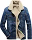 Suncadmious Herren Fleece gefütterte Jeansjacke Trucker Jacke Winter Jeansjacke Cowboy Mantel (blau,M)