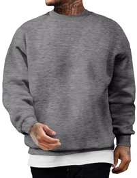 Baumwolle Sweatshirts Pullover für Herren 2024 Casual Basic Langarm Hoodie Sweater Dunkelgrau M