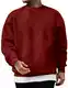 JMIERR Sweatshirt Herren Baumwolle Rundhals Hoodie Pullovers 2024 Winter Männer Soft Langarm Sweatshirts Loose Fit Rot M