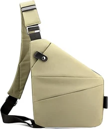Gipfelfreund Anti Diebstahl Tasche, Diebstahlsichere Umhängetasche für Damen und Herren, Diebstahlsichere Tasche für Herren Damen für Reisen, Sport und Arbeit (Khaki, Rechte Schulter)