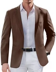 COOFANDY Lässiger Herren-Sportmantel schmales Design Blazer-Jacke zwei Knöpfe Business-Anzugjacken Braun