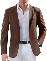Lässiger Herren-Sportmantel, schmale Passform, leichte Blazer-Jacke, zwei Knöpfe, Business-Anzugjacken, Braun, M