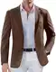 COOFANDY Lässiger Herren-Sportmantel, schmale Passform, leichte Blazer-Jacke, zwei Knöpfe, Business-Anzugjacken, Braun, M