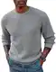 PJ PAUL JONES Herrenpullover Rundhals Strickpullover Waffelmuster Winterpullover Sweater Langarm Hellgrau M