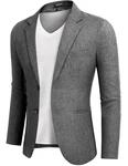 COOFANDY Herren Blazer Sportlich Anzugjacke Regular Fit mit 2 Knöpfen Grau