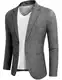 COOFANDY Herren Anzugjacke Sakko Sportlich Freizeit Blazer Sportsakko Regular Fit Einfarbig 2 Knöpfe Freizeit Anzug Grau M