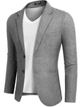 COOFANDY Herren Blazer Sportlich Anzugjacke Regular Fit mit 2 Knöpfen Hellgrau