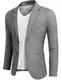 COOFADNY Blazer Sakko Herren Sportlich Business Regular Fit Einfarbig 2 Knöpfe Hellgrau M