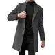 JIAALU Mantel Herren Lange Jacke Wintermantel Slim Fit Casual Wollmantel Herrenmantel Winter Warme Kerbkragen mit Knopfleiste Trenchcoat Oberbekleidung Schwarz Einreiher Business Outfit Coat