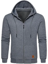 Hoodies Herren Lässige Jacken Leichtes Sweatshirt mit Reißverschluss Training Kapuzenpullover Sport Jacken Dunkelgrau, M