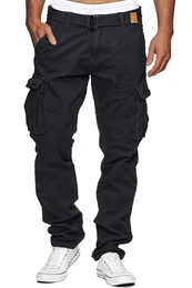 Herren William Cargohose aus Baumwolle m. 7 Taschen inkl. Gürtel Outdoorhose Navy M