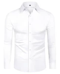 DEMEANOR Hemd Herren Stretch Langarm Slim Fit Businesshemden bügelfrei 