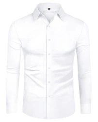 DEMEANOR Hemd Herren Stretch Langarm Slim Fit Businesshemden bügelfrei 