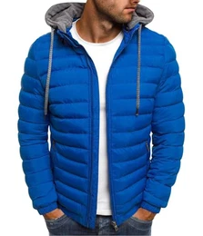 Herren Daunenjacke mit Kapuze Warm Winterjacke Leichte Steppjacke Bequeme Kapuzenjacke Winter Herren Jacken Basic Übergangsjacke Outdoor Softshelljacke Casual Puffer Jacket A Blau M