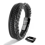 SERASAR Herrenarmband Leder Schwarz