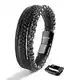 SERASAR Herrenarmband Leder 23cm Schwarz Männer Armband Armreif Herren Lederband Herrenarmreif Armschmuck Schmuck Armkette Flecht Wickelarmband Kette