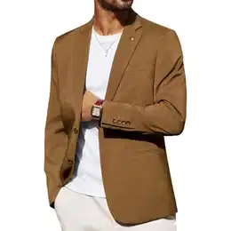 Herren Freizeit Blazer Sakko Sportlich Regular Fit Business Anzugjacke mit 2 Knöpfe (M, Kaffee)