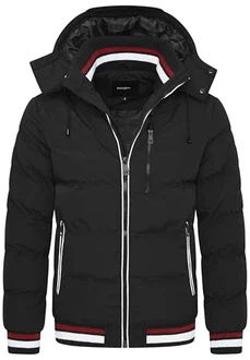 behype. Herren warme Winterjacke mit abnehmbarer Kapuze Kurze Steppjacke Outdoorjacke Jacket Puffer-Jacke (OR_1214)