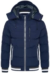 behype. Herren warme Winterjacke mit abnehmbarer Kapuze Kurze Steppjacke Outdoorjacke Jacket Puffer-Jacke (OR_1214) Navy/Grau (OR_1214)
