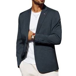 Sakko Herren Sportlich Freizeit Modern Anzugjacken Regular Fit 2 Knöpfe Business Blazer (M, Dunkelblau)