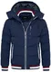 behype. Herren warme Winterjacke mit abnehmbarer Kapuze Kurze Steppjacke Outdoorjacke Jacket Puffer-Jacke OR_1214-Navy-Red-M