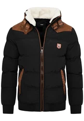 behype. Herren Winterjacke Kurze Steppjacke Piloten-Stil (OR_1215) Schwarz (OR_1215-Black-S)