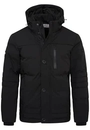 . Herren Winterjacke mit abnehmbarer Kapuze Kurze Steppjacke warme Outdoorjacke Jacket Puffer-Jacke OR_1241-Black-M
