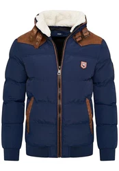 behype. Herren Winterjacke Kurze Steppjacke Piloten-Stil (OR_1215) Navy (OR_1215-Navy-M)